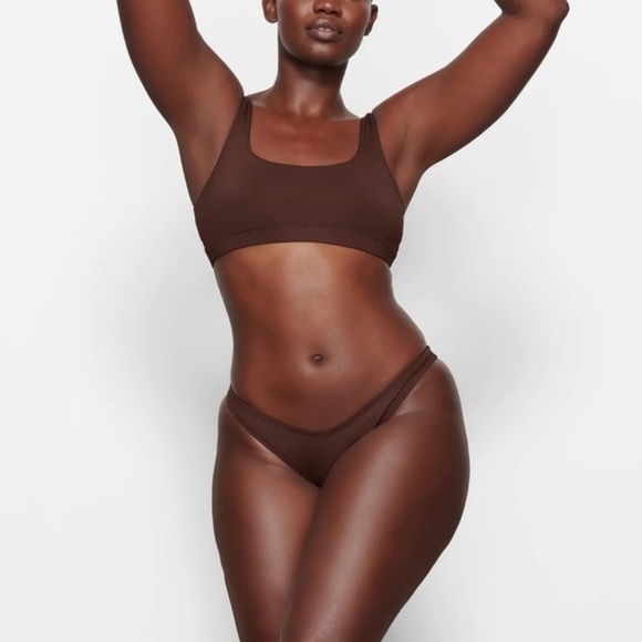 SKIMS Recycled Swim Cheeky Tanga Bottoms Cocoa 2X NWT - Picture 1 of 6